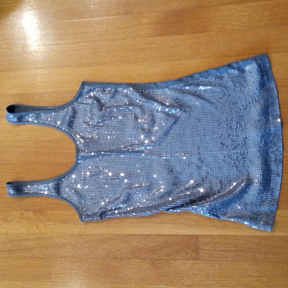 Gray Express Sequin Shiny Tank Top Womens Medium